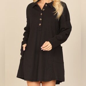 NWT Women's Waffle Knit Long Sleeve Mini Dress, Size S